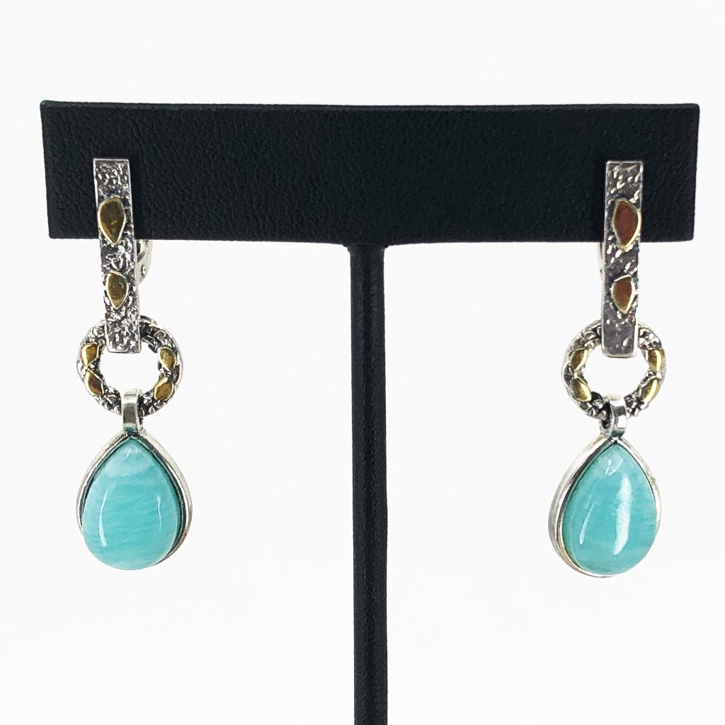 Amazonite Teardrop Dangle Earrings