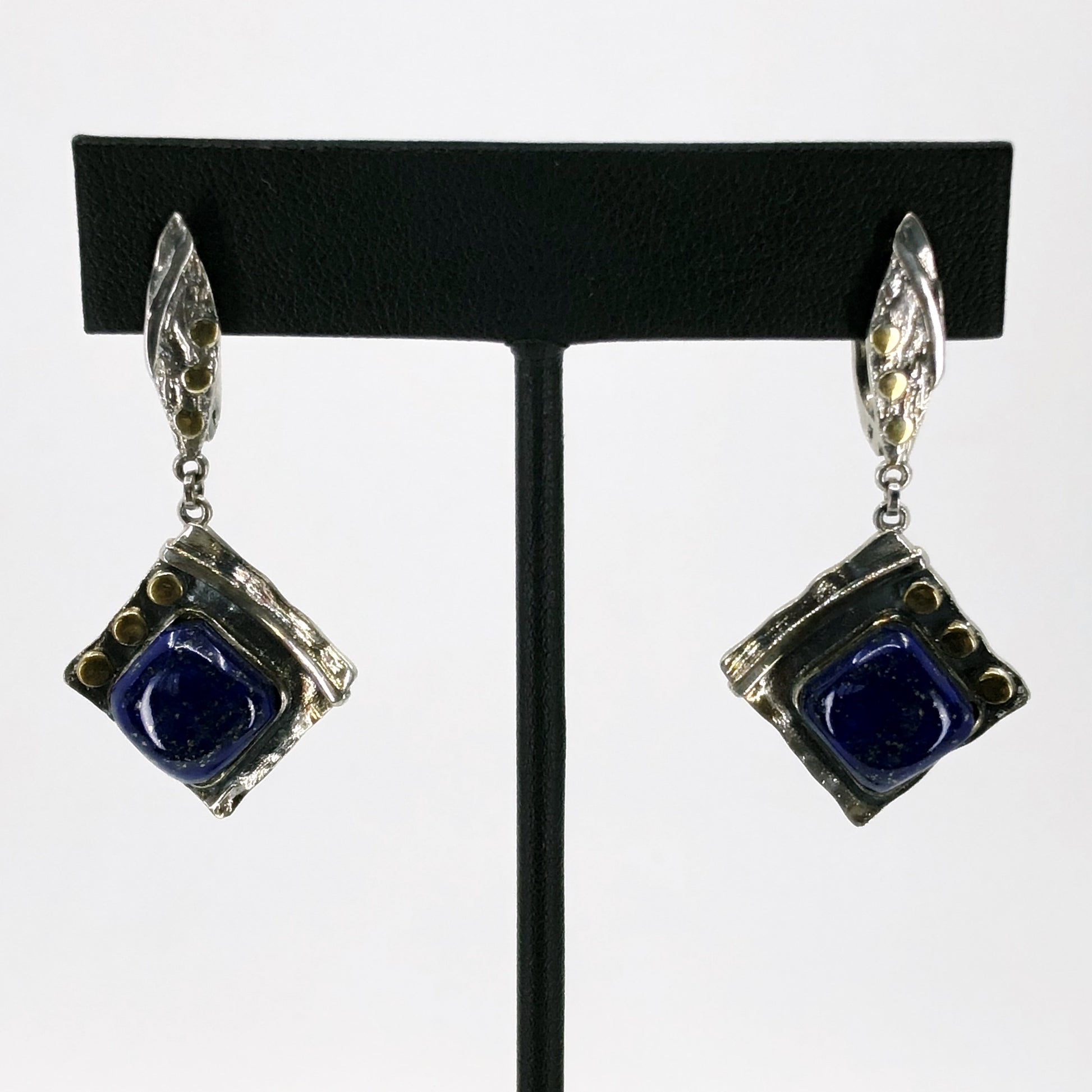 Lapis Square Dangle Earrings