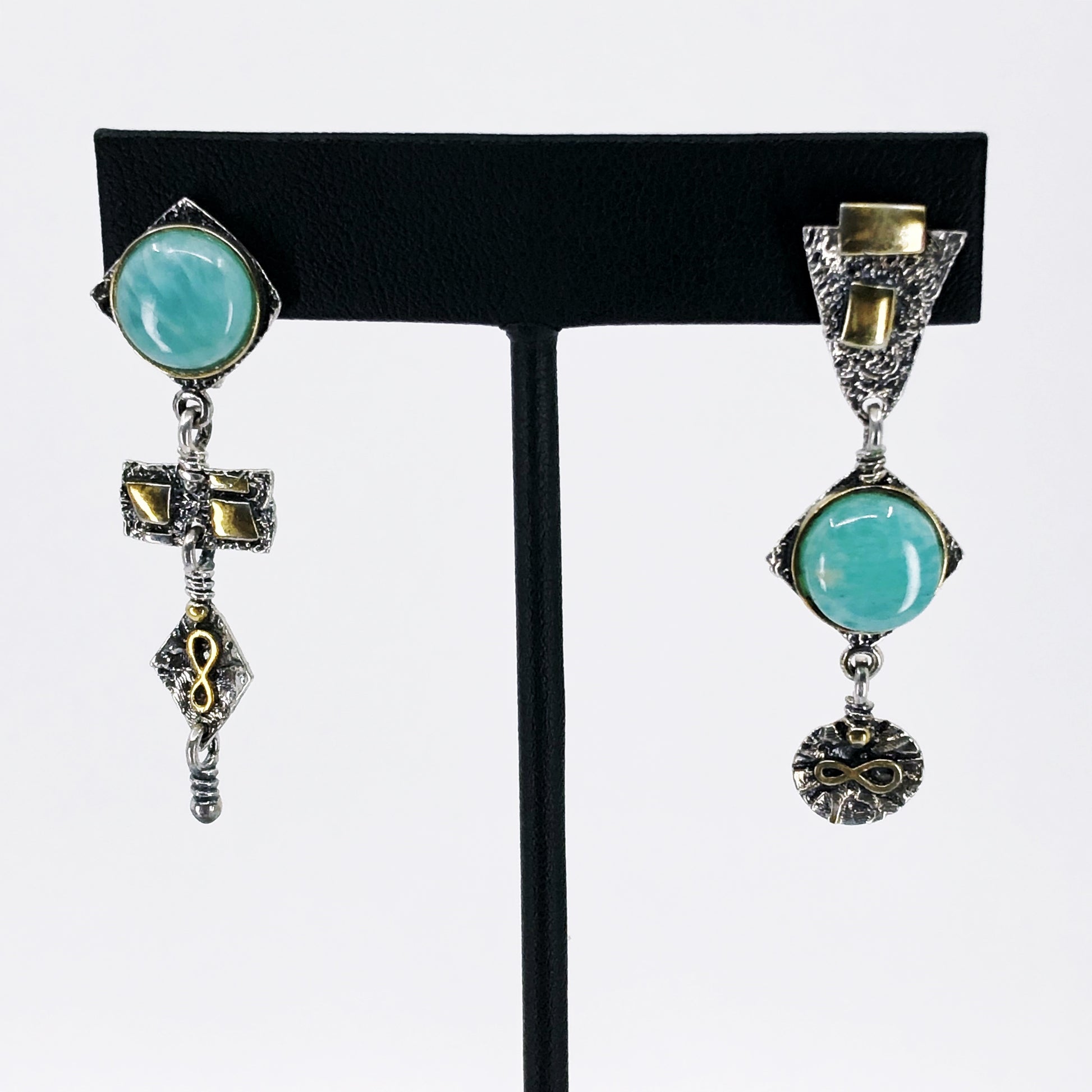 Amazonite  Asymmetrical Earrings With Leverbacks