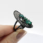 Green Onyx and Peridot Oxidized Silver Ring