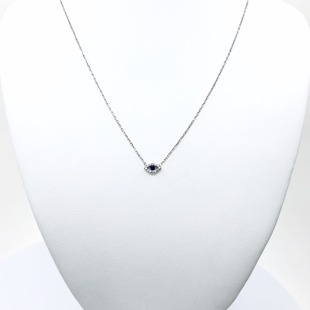 Evil Eye Micropave CZ Sterling Silver Necklace