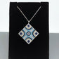 Evil Eye Tile Necklace, Sterling Silver With Turquoise And CZ