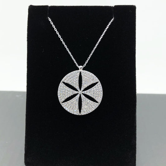 Sand Dollar Sterling Silver Necklace With Micropave CZ