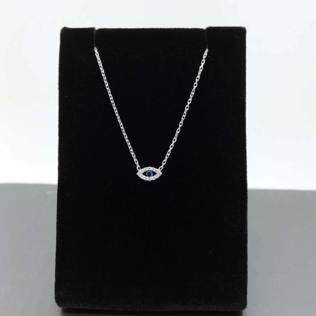 Evil Eye Micropave CZ Sterling Silver Necklace