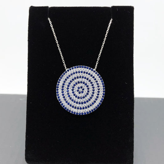 Evil Eye Mosaic Tile Style Round Necklace