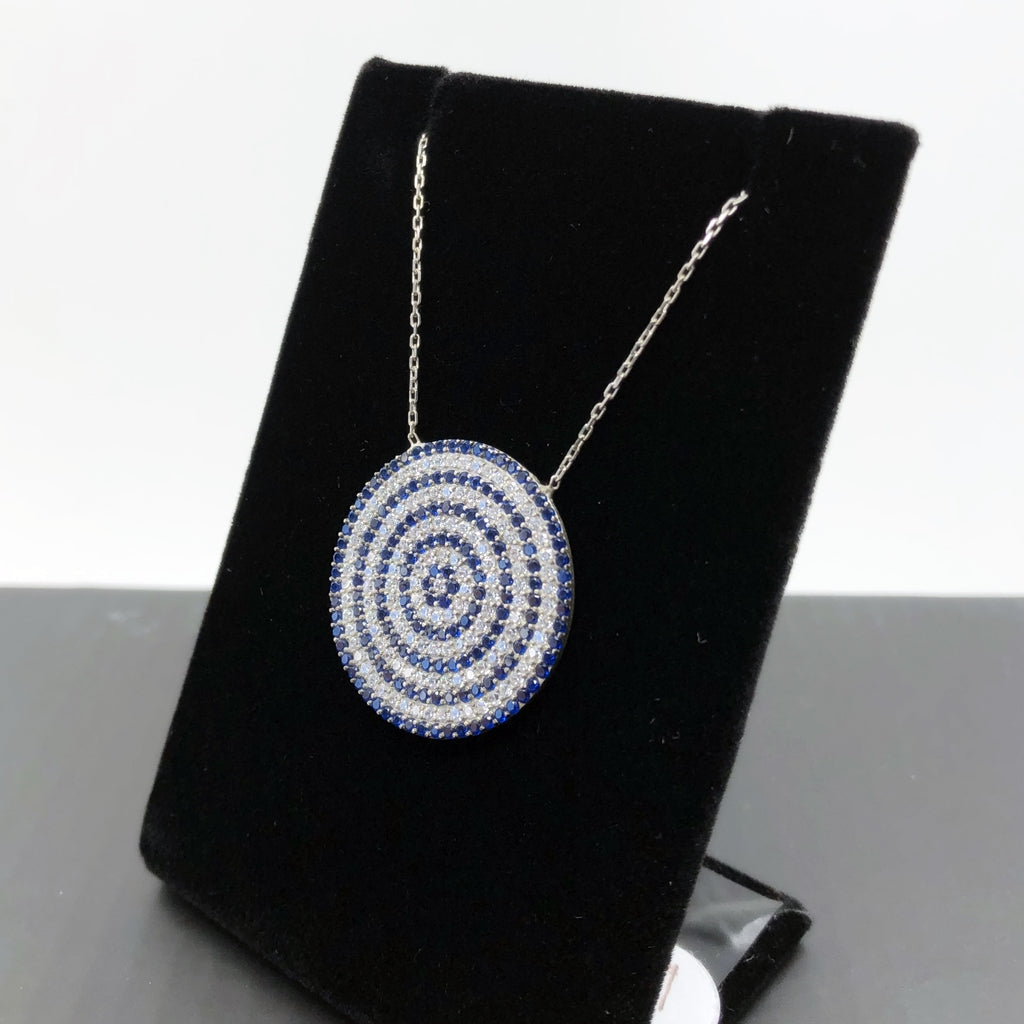 Evil Eye Mosaic Tile Style Round Necklace