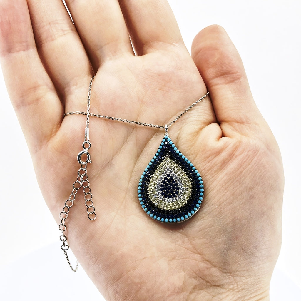 Evil eye store teardrop necklace