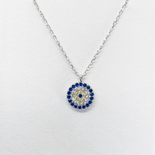 Evil Eye Micropave CZ Sterling Silver Necklace