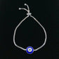 Evil Eye Adjustable Bracelet With Dark Blue Enamel and CZ