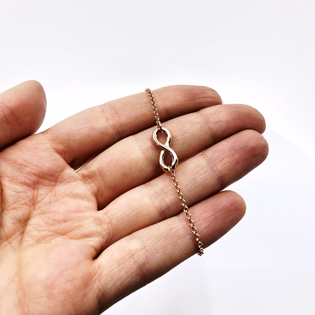 Rose Gold Plated Infinity Sterling Silver Bracelet