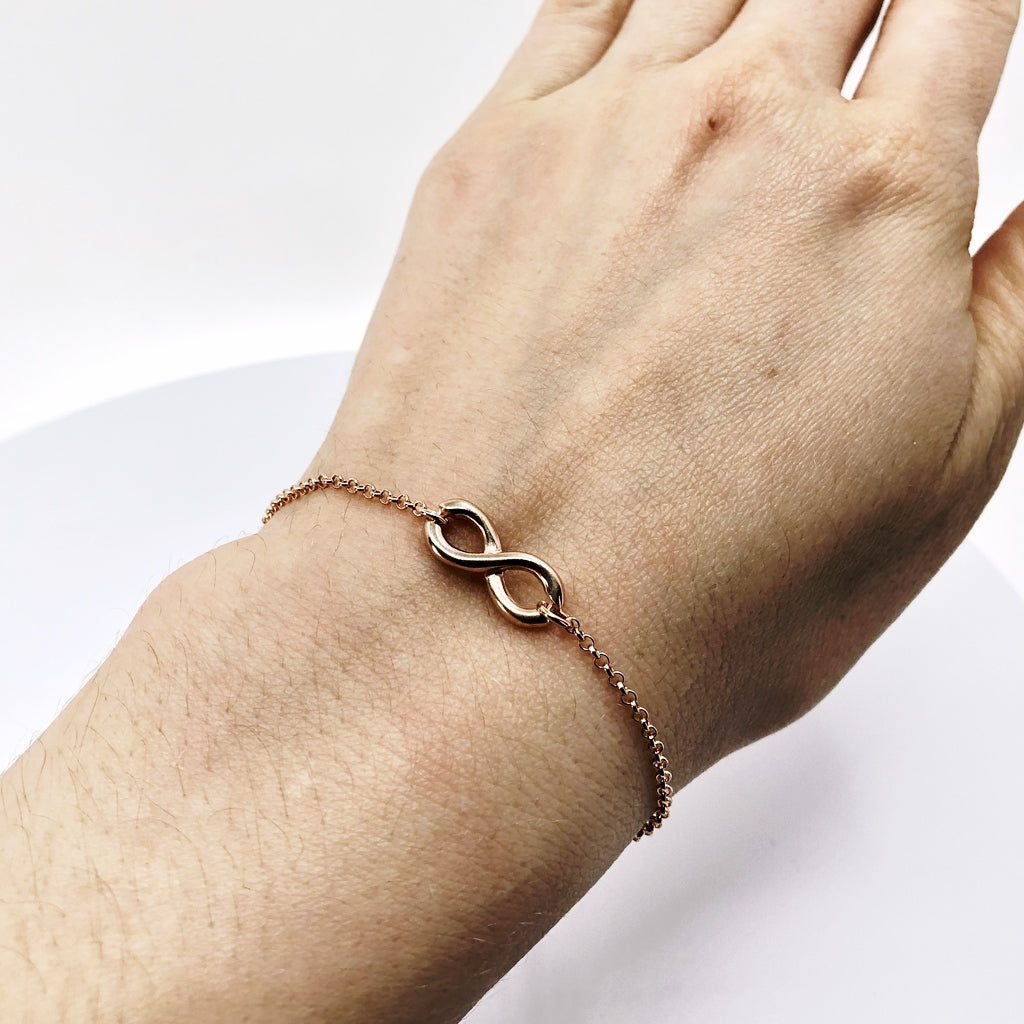 Rose Gold Plated Infinity Sterling Silver Bracelet