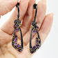 Amethyst and Rhodolite Oxidized Silver Earrings