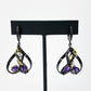 Spade-Shaped Oxidized Silver Earrings With Amethyst and Citrine