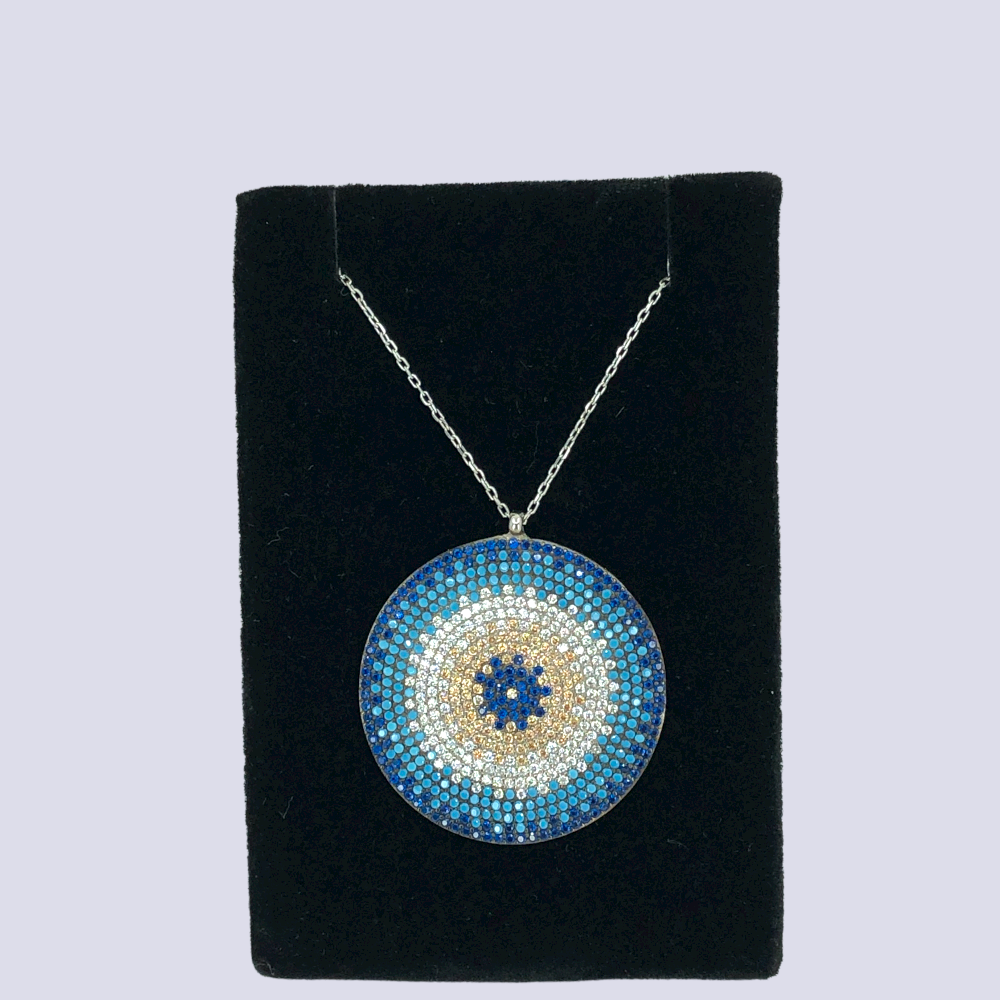 Mosaic Evil Eye Sterling Silver Necklace