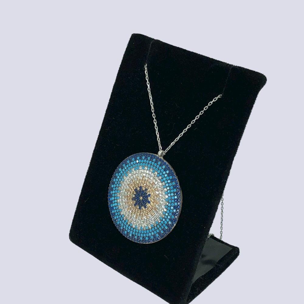 Mosaic Evil Eye Sterling Silver Necklace