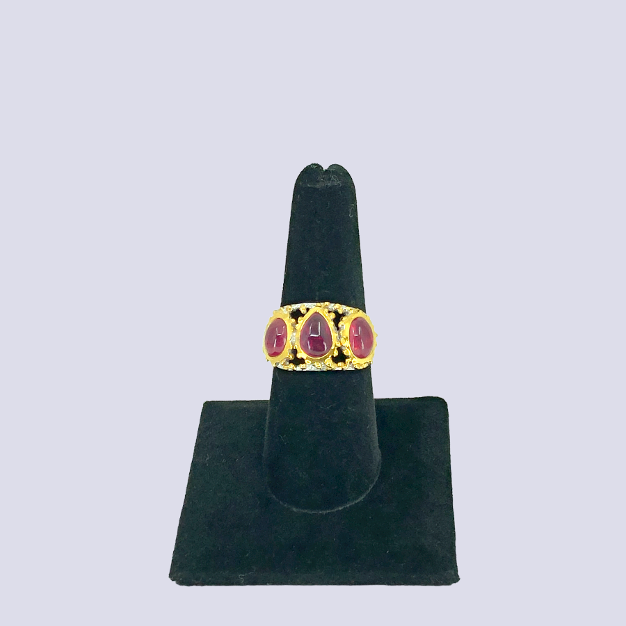 Silver Ring With Ruby, Size 8.5