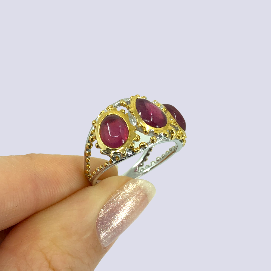 Silver Ring With Ruby, Size 8.5