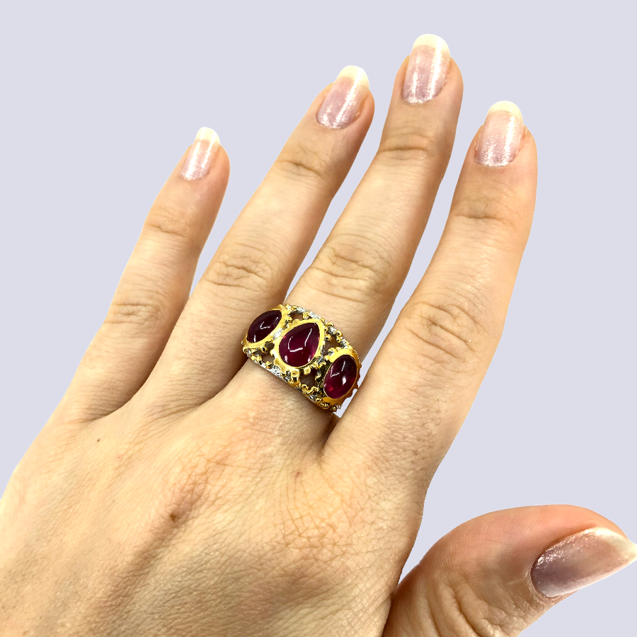 Silver Ring With Ruby, Size 8.5