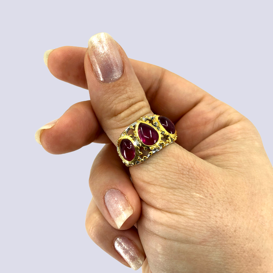 Silver Ring With Ruby, Size 8.5