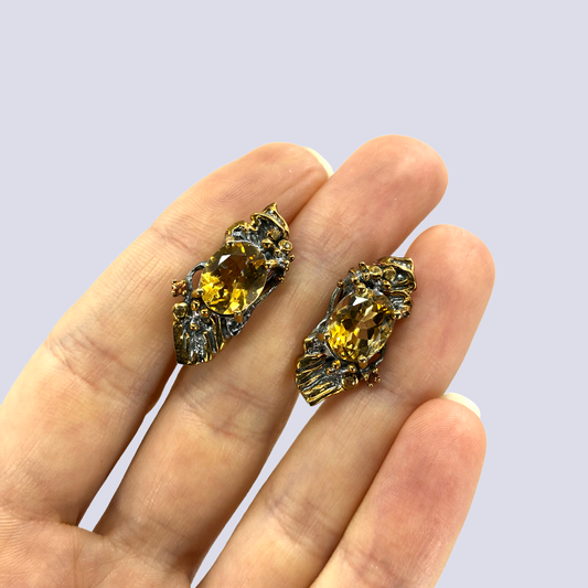 Amazing Silver Earrings With Citrine and Yellow Sapphires