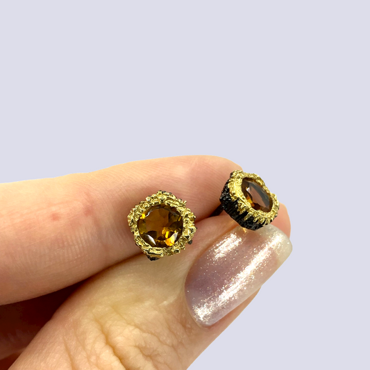 Sterling Silver Studs With Citrine