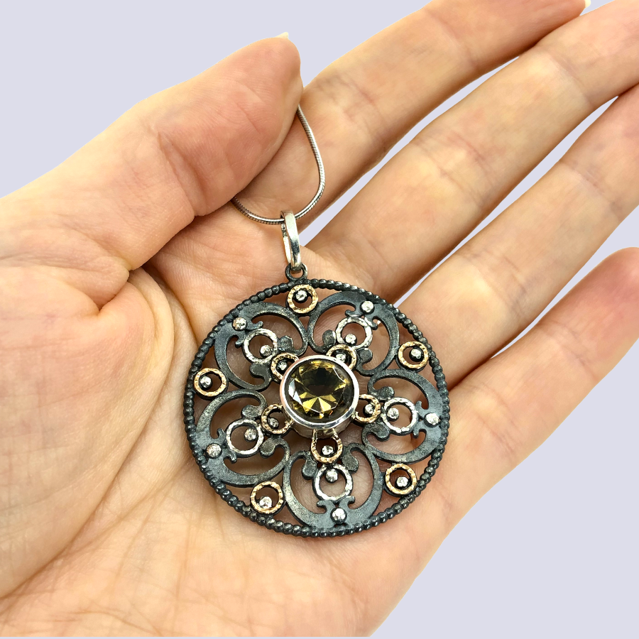 925 Oxidized Silver Pendant With Zultanite