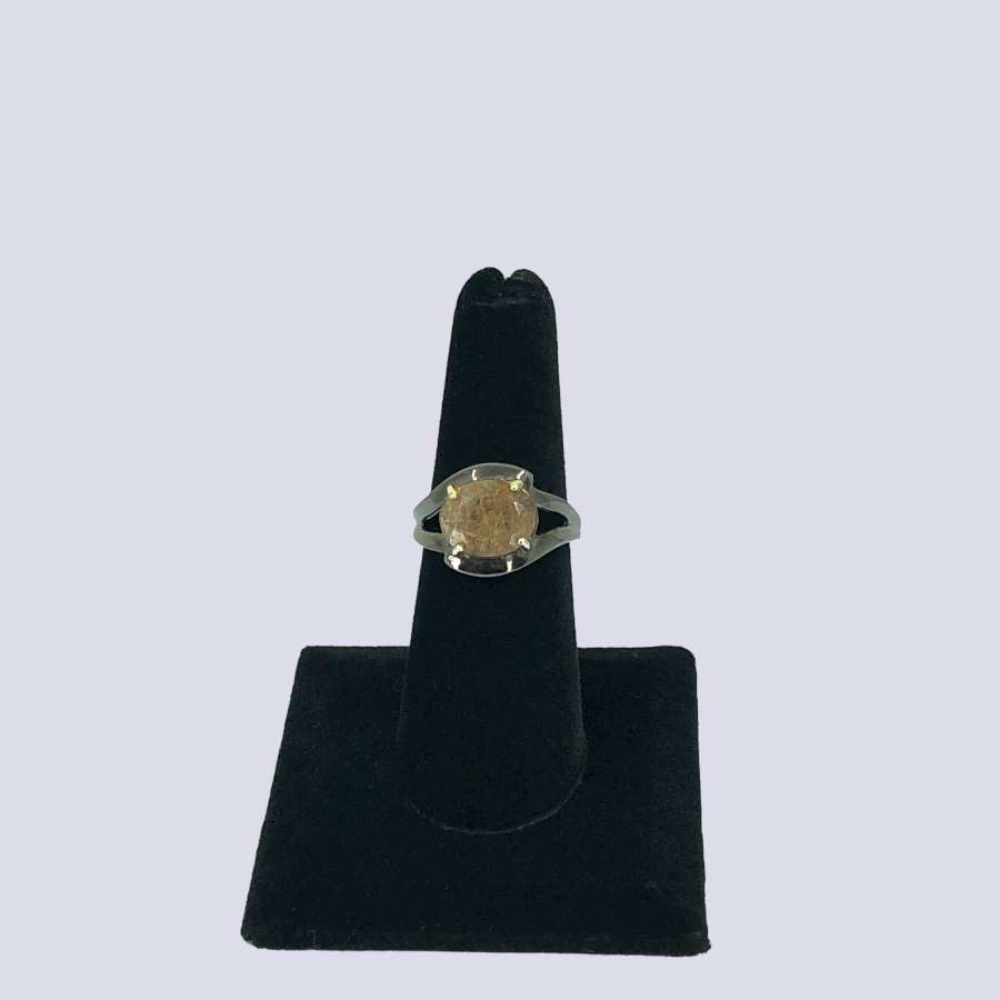 Sterling Silver Solitaire Ring With Rutilated Quartz, Size 6.5