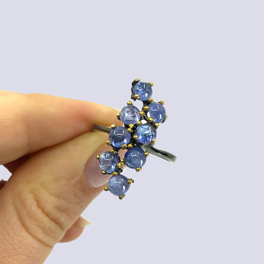 Tanzanite Ring in Sterling Silver, Size 8.75