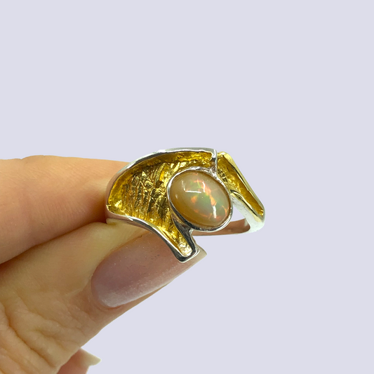 Ethiopian Opal Ring in Sterling Silver, Size 8