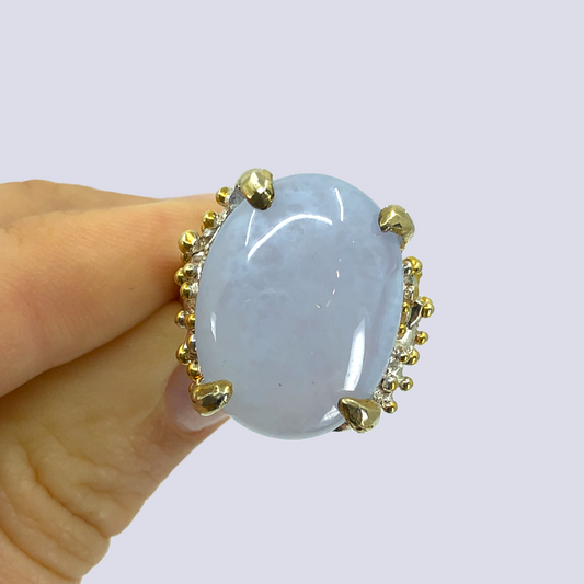 Charming Blue Chalcedony Ring in Sterling Silver, Size  8