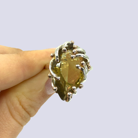 Amazing Lemon Quartz Ring in Sterling Silver, Size 8