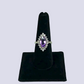 Amethyst And CZ Halo Ring in Sterling Silver, Size 8