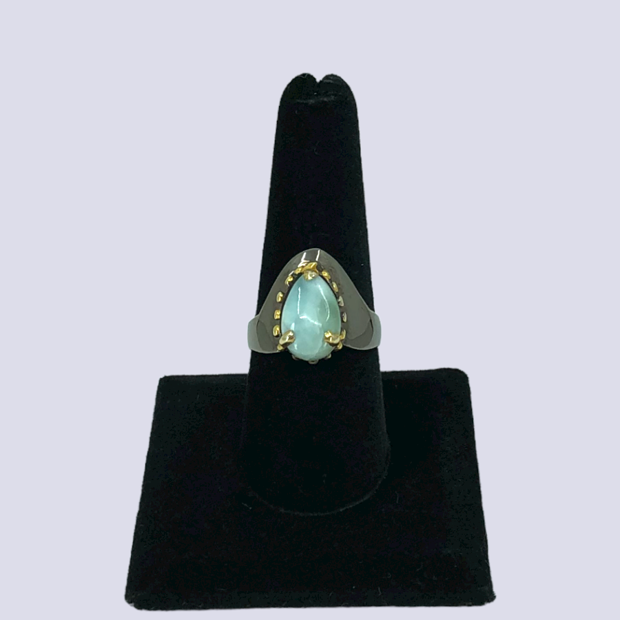 Sterling Silver Ring With Larimar, Size 9