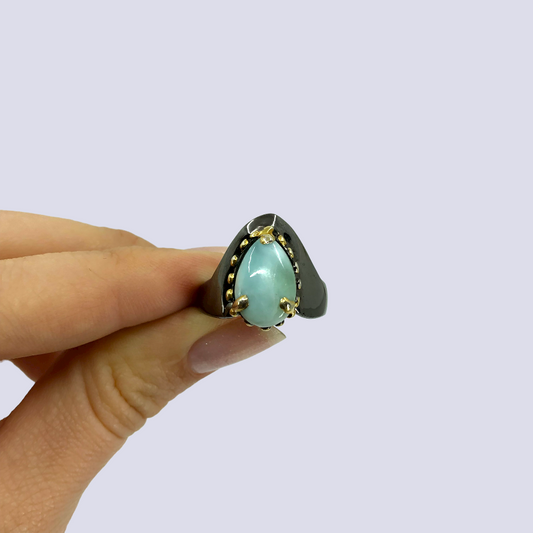 Sterling Silver Ring With Larimar, Size 9