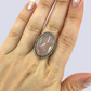 Sterling Silver Ring With Big Oval Rose Quartz, Size 8.5