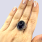 Sterling Silver Ring With Big Oval Amethyst, Size 10