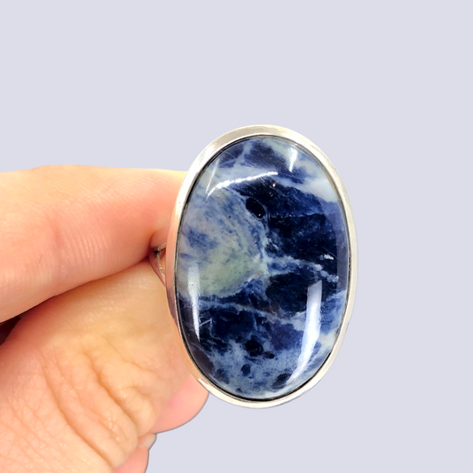 Sterling Silver Ring With Sodalite, Size 10