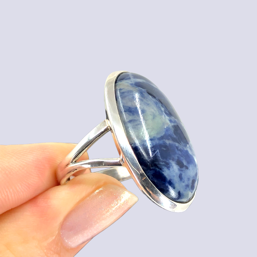 Sterling Silver Ring With Sodalite, Size 10