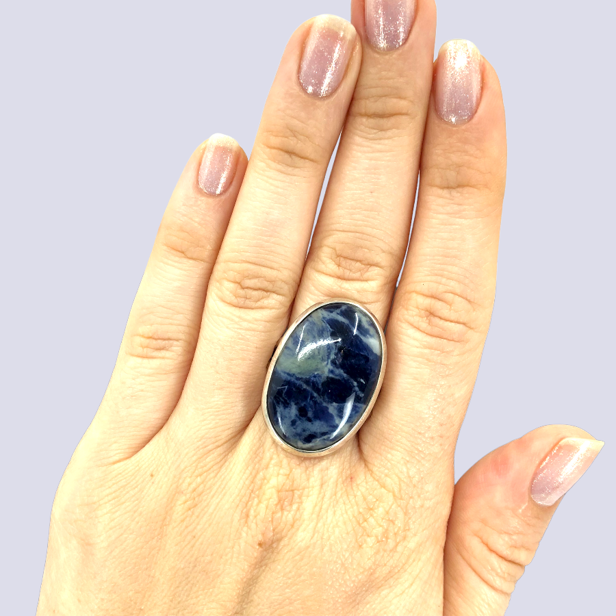 Sterling Silver Ring With Sodalite, Size 10