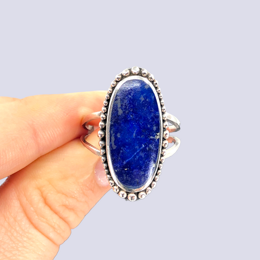 Sterling Silver Ring With Lapis Lazuli, Size 10