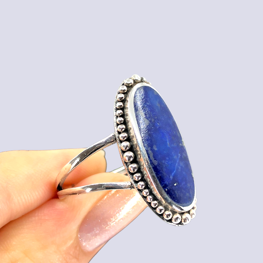 Sterling Silver Ring With Lapis Lazuli, Size 10