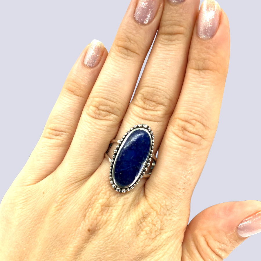 Sterling Silver Ring With Lapis Lazuli, Size 10