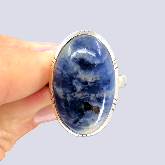 Sterling Silver Ring With Sodalite, Size 9