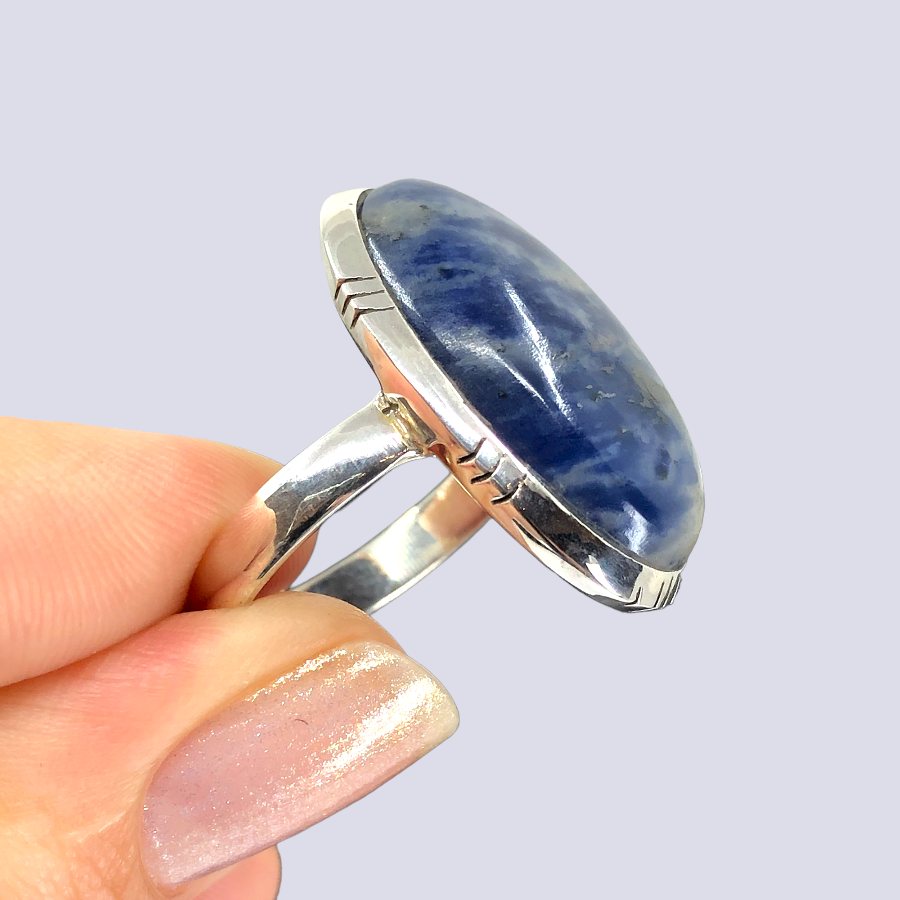 Sterling Silver Ring With Sodalite, Size 9