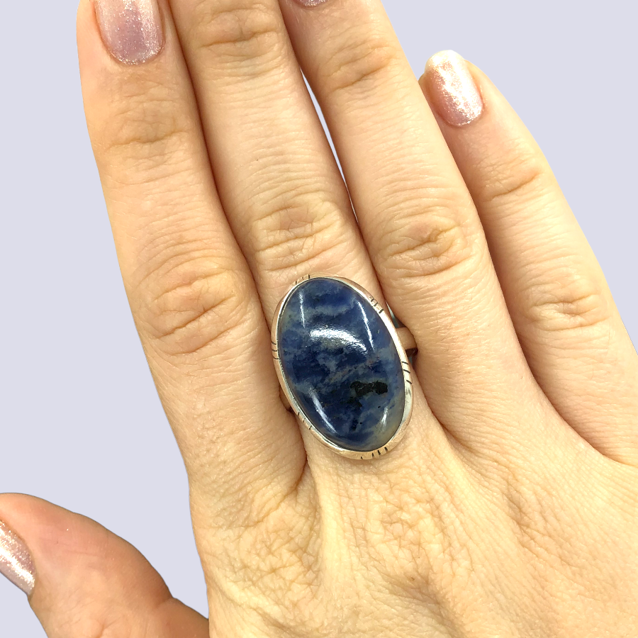 Sterling Silver Ring With Sodalite, Size 9