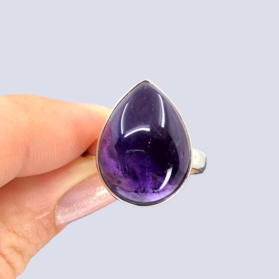 Sterling Silver Ring With Amethyst, Size 9.5