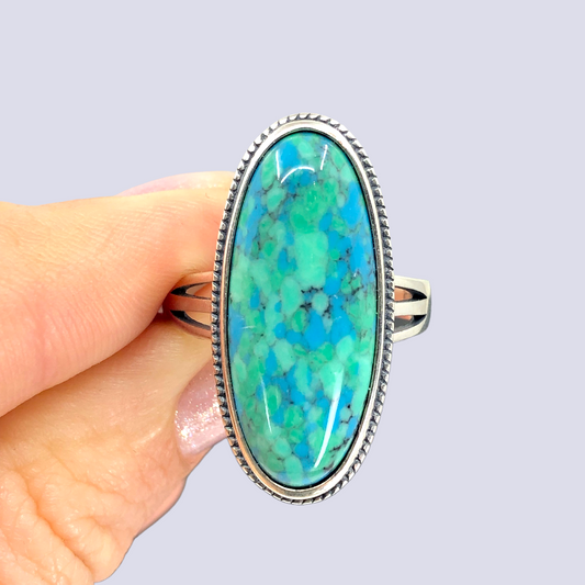 Sterling Silver Ring With Turquoise, Size 9