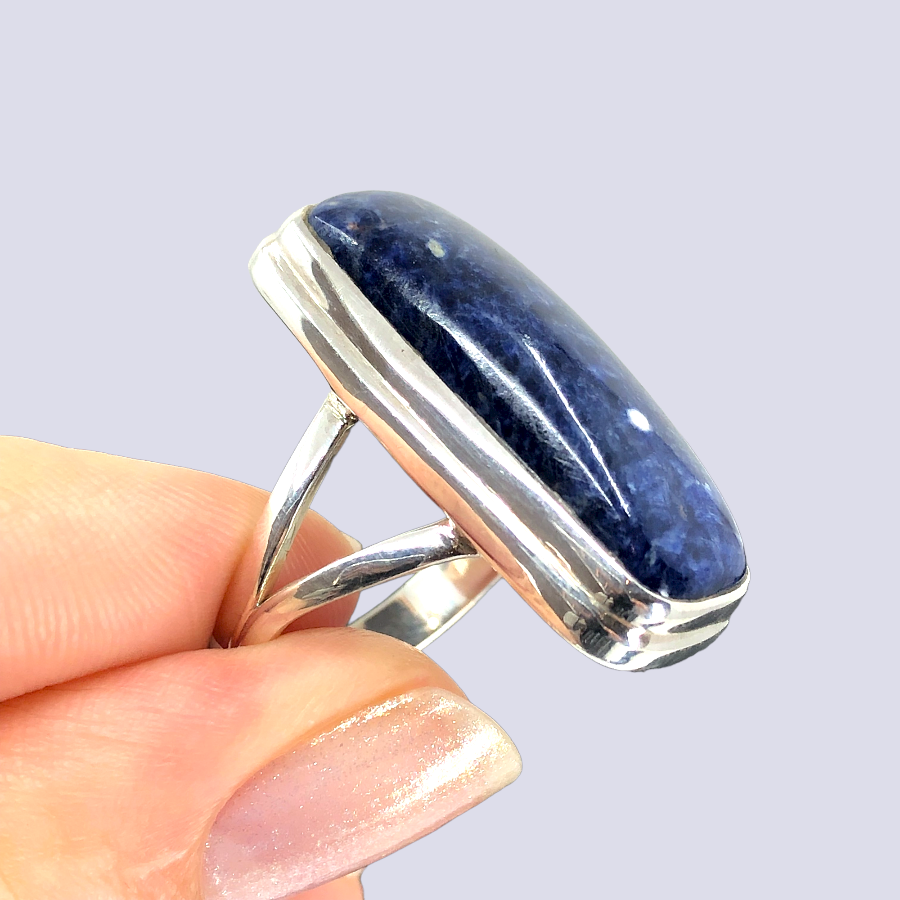 Sterling Silver Ring With Sodalite, Size 9