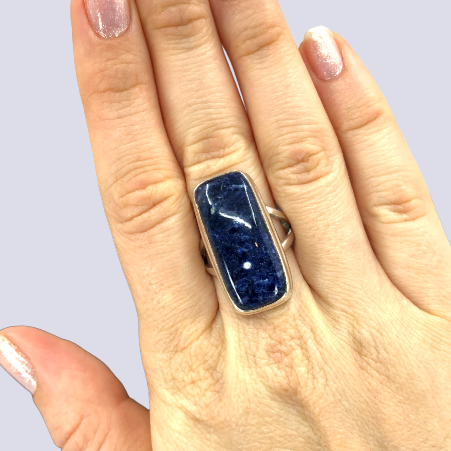 Sterling Silver Ring With Sodalite, Size 9