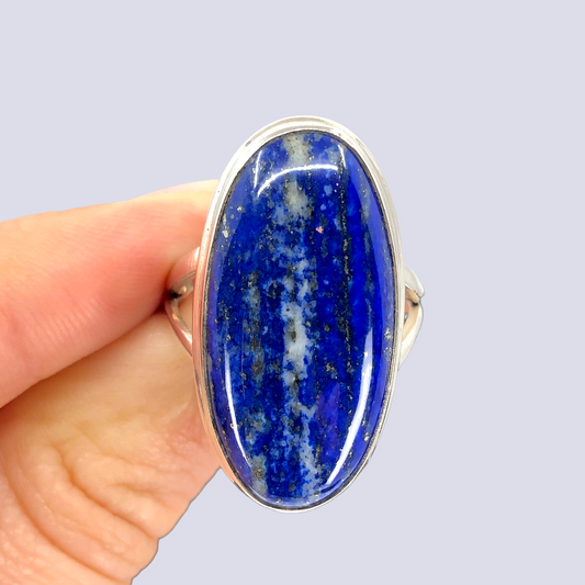 Sterling Silver Ring With Lapis Lazuli, Size 8.5